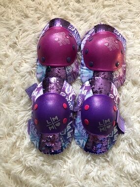 Sparkle Shimmer Purple Pink Knee Elbow Pads Protection Skating Boarding